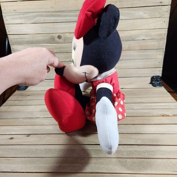 16" Talking Minnie Mouse Plush Spanish Version Red Bow Polka Dot Dress Red Shoes - Picture 2 of 5